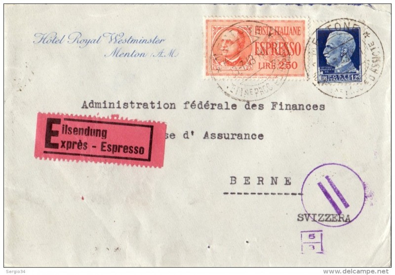 lettera espresso da mentone okkupata a berna svizzera 23-7-43.jpg