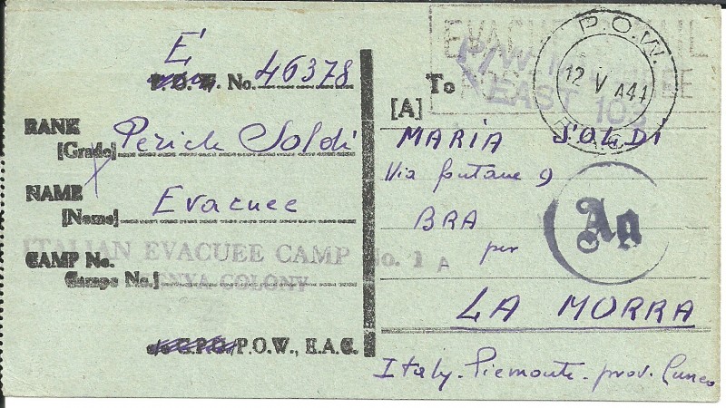 biglietto postale decapitato 50 cent eritre usato per prigioniero di guerra retro .jpg