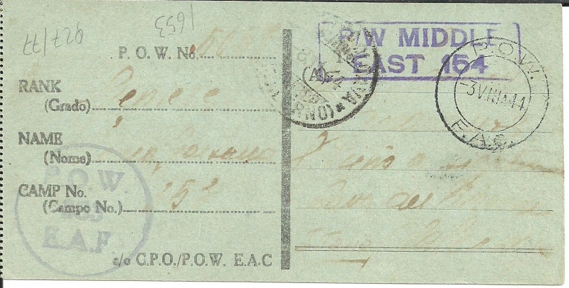 biglietto postale decapitato 25 cent eritrea usato per prigioniero di guerra retro .jpg