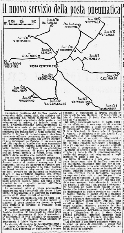 1925 - La nuova rete di Posta pneumatica al collaudo, 23 gennaio 1925.jpg