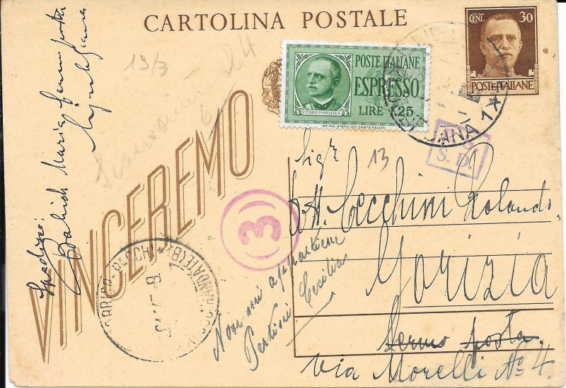 cartolina 30 cent espresso da lubiana per gorizia fermo posta.jpg