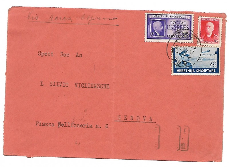 ALBANIA - 1940.6.12 Lettera aerea espresso fuori distretto - Duress - T. 0,60.jpg