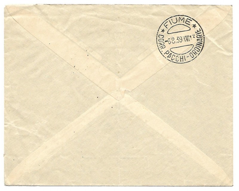 ALBANIA - 1939.8.4 Commercial Letter per Fiume Durres - T. 0,15_B.jpg