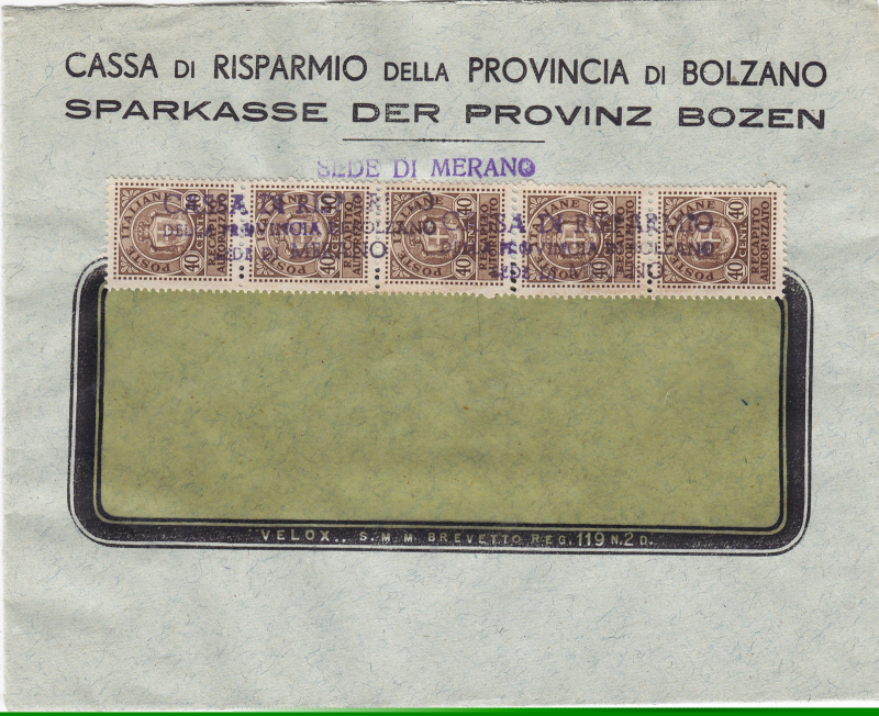 1947 - 5 periodo tariffario c.40x5 CASSA DI RISPARMIO SEDE DI MERANO - 9.png