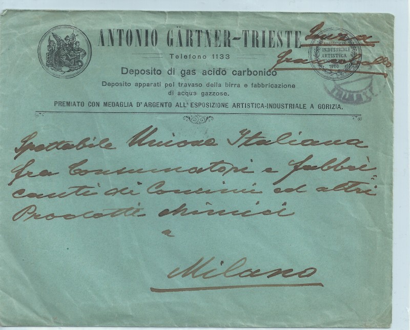 1918.11 - 10.11.18  Lettera Commerciale non affrancata annullo  TRIESTE x Milano..JPG