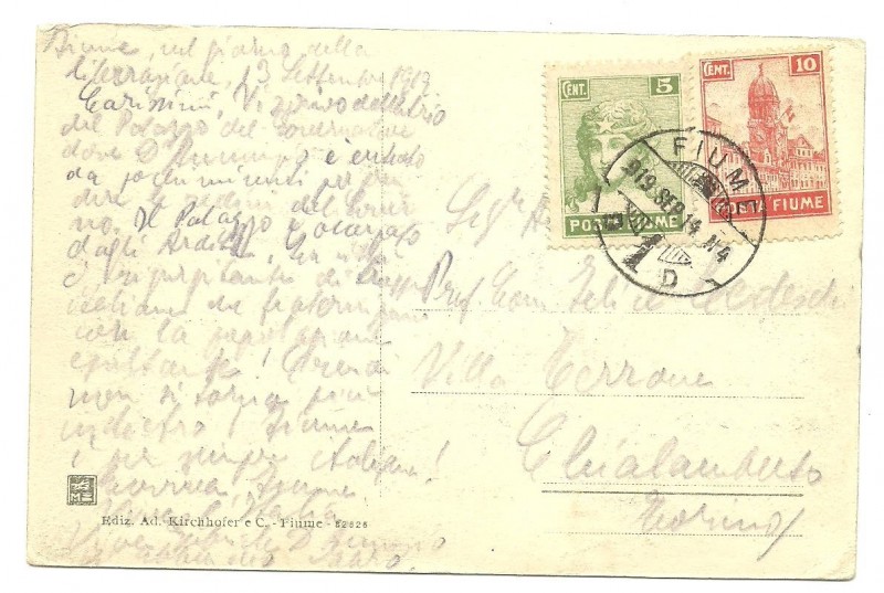 1919.9 - 14.9.19 Cartolina per Torino. Riferimento all'arrivo dei legionari.jpg